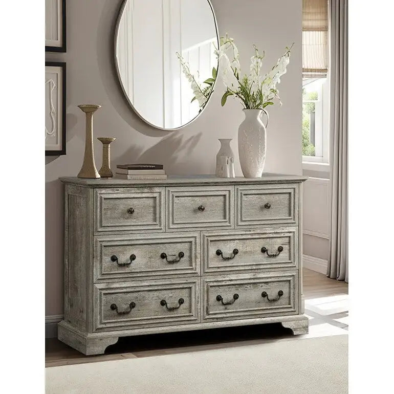Farmhouse 7 Drawers Dresser for Bedroom