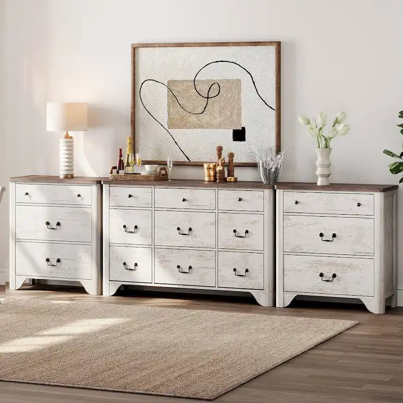 WAMPAT 116.5 W Large Farmhouse TV Stand for TVs up to 120, Entertainment Center with 15 Drawers
