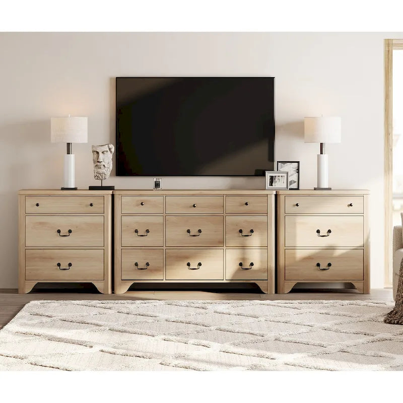 WAMPAT 116.5 W Large Farmhouse TV Stand for TVs up to 120, Entertainment Center with 15 Drawers