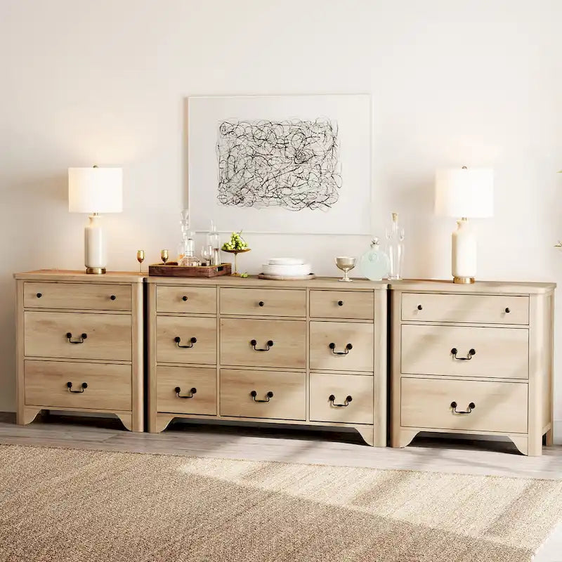 WAMPAT 116.5 W Large Farmhouse TV Stand for TVs up to 120, Entertainment Center with 15 Drawers