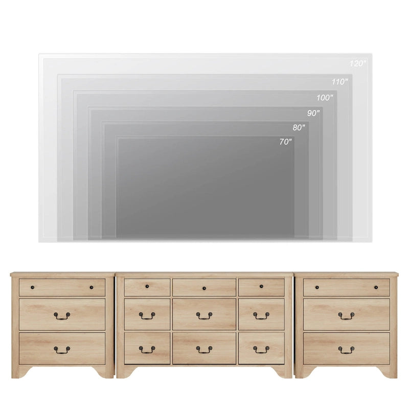 WAMPAT 116.5 W Large Farmhouse TV Stand for TVs up to 120, Entertainment Center with 15 Drawers