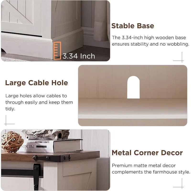 Farmhouse Fireplace TV Stand for 75 TV, Rustic Entertainment Center