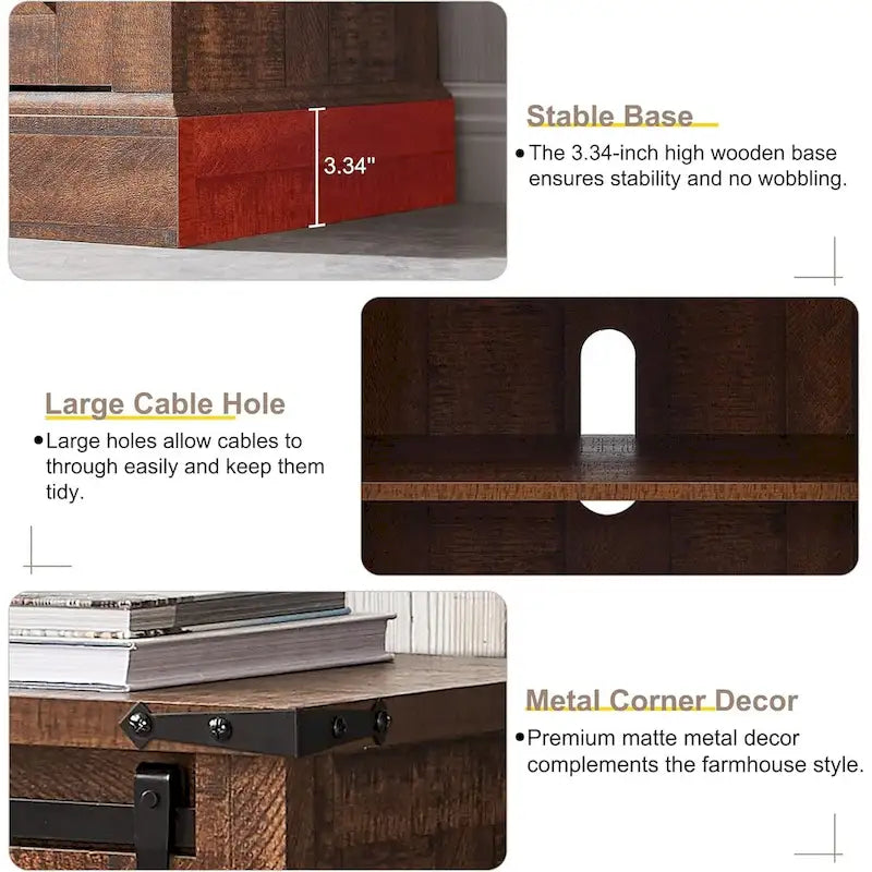 Farmhouse Fireplace TV Stand for 75 TV, Rustic Entertainment Center