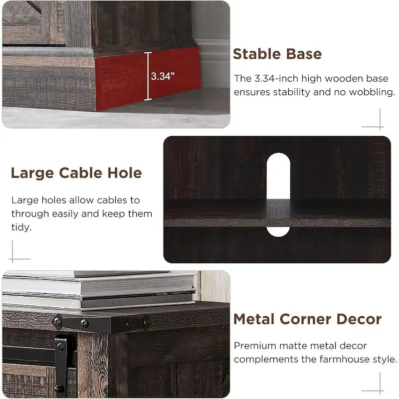 Farmhouse Fireplace TV Stand for 75 TV, Rustic Entertainment Center