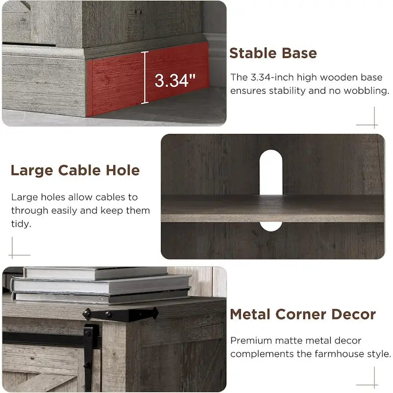 Farmhouse Fireplace TV Stand for 75 TV, Rustic Entertainment Center