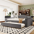 Twin Size Upholstered Daybed with Storage Armrests, Trundle and Latest Integrated Bluetooth Audio System, Teddy Fleece, Beige