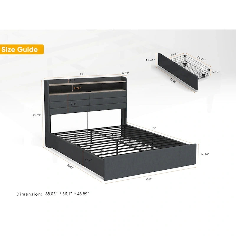 Versatile Queen Bed Frame with Multiple Functionalities for Optimal Bedroom Experience