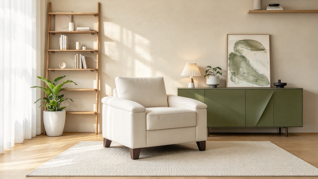 Simple Style Linen Upholstered Arm Chair