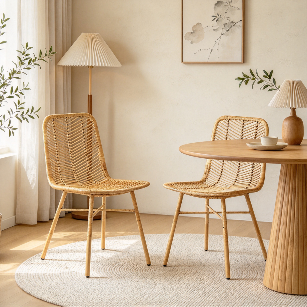 Natural Rattan Dining Chairs (Set Of 2)