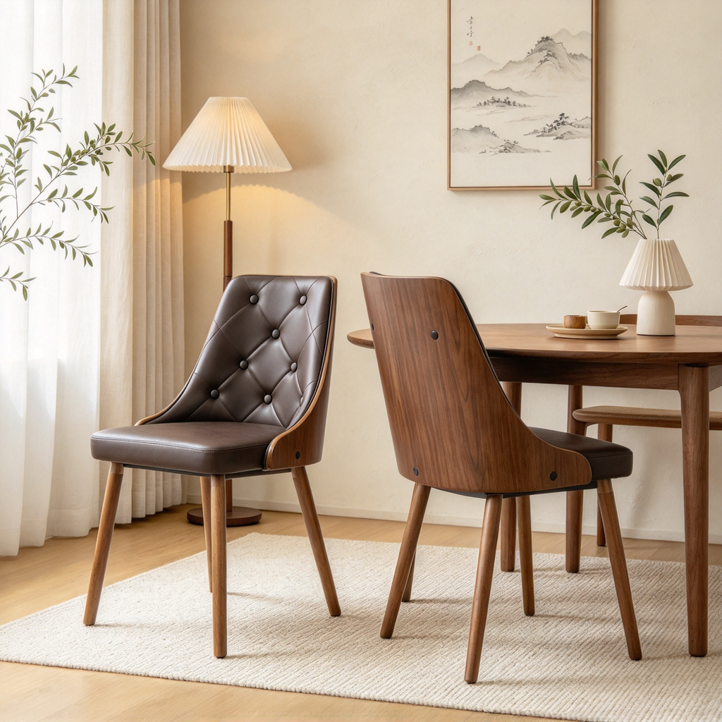 Mid-Century Modern Walnut Wood Dining Chair