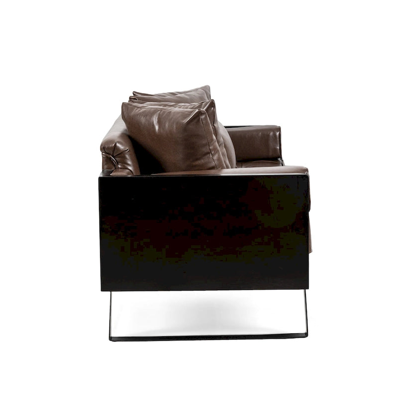 Gilmans Faux Leather Upholstered Oversized Loveseat with Accent Pillows by Christopher Knight Home
