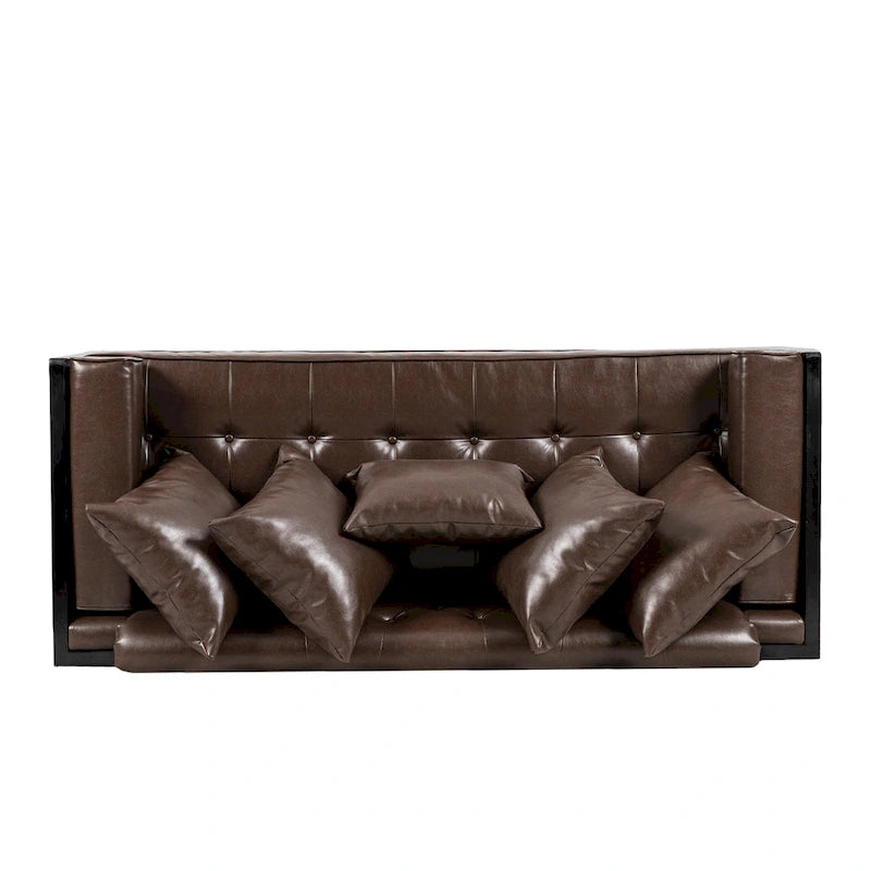 Gilmans Faux Leather Upholstered Oversized Loveseat with Accent Pillows by Christopher Knight Home