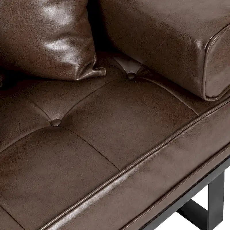 Gilmans Faux Leather Upholstered Oversized Loveseat with Accent Pillows by Christopher Knight Home