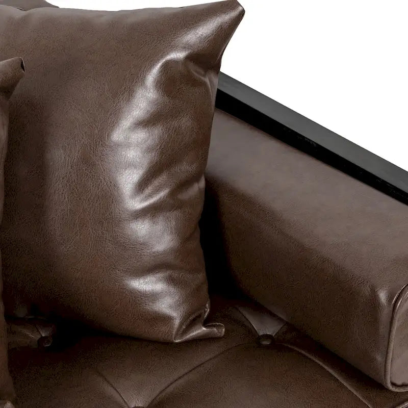 Gilmans Faux Leather Upholstered Oversized Loveseat with Accent Pillows by Christopher Knight Home