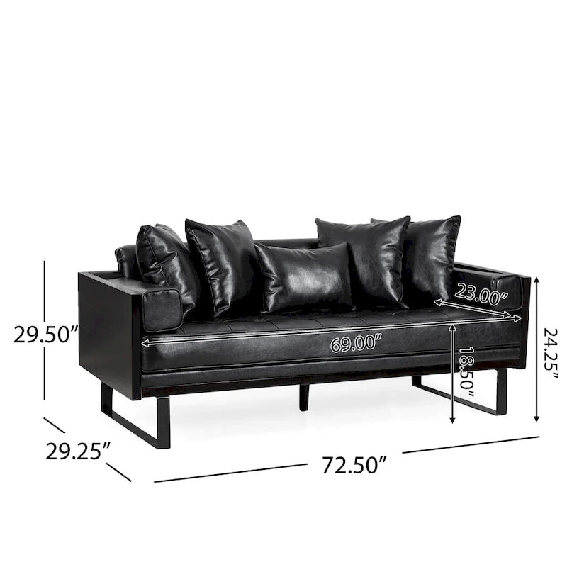 Gilmans Faux Leather Upholstered Oversized Loveseat with Accent Pillows by Christopher Knight Home