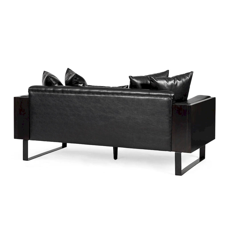 Gilmans Faux Leather Upholstered Oversized Loveseat with Accent Pillows by Christopher Knight Home