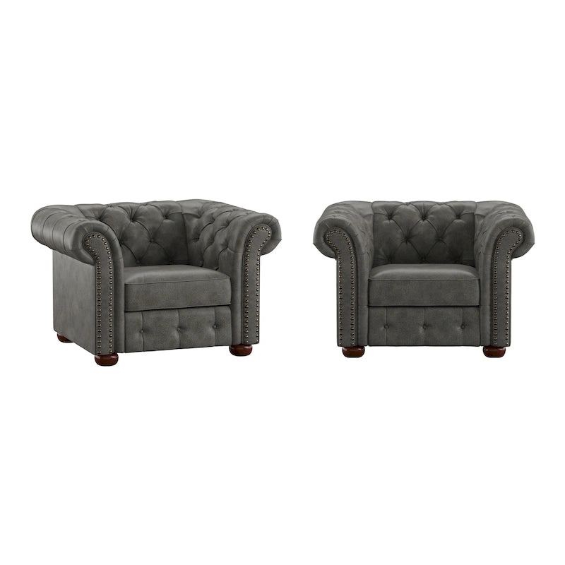Gdansk Tufted Scroll Arm Chesterfield Chair