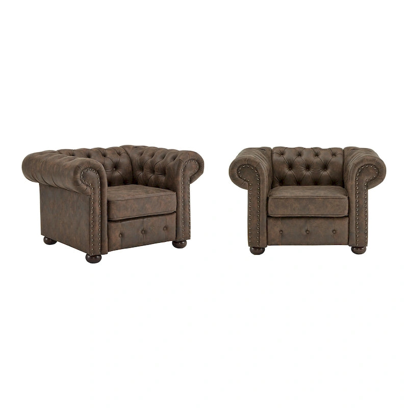 Gdansk Tufted Scroll Arm Chesterfield Chair