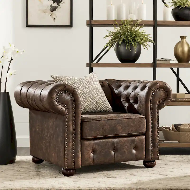 Gdansk Tufted Scroll Arm Chesterfield Chair
