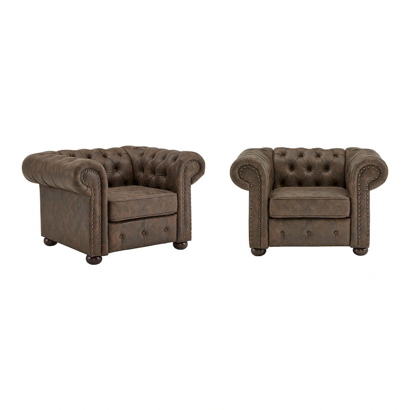 Gdansk Tufted Scroll Arm Chesterfield Chair