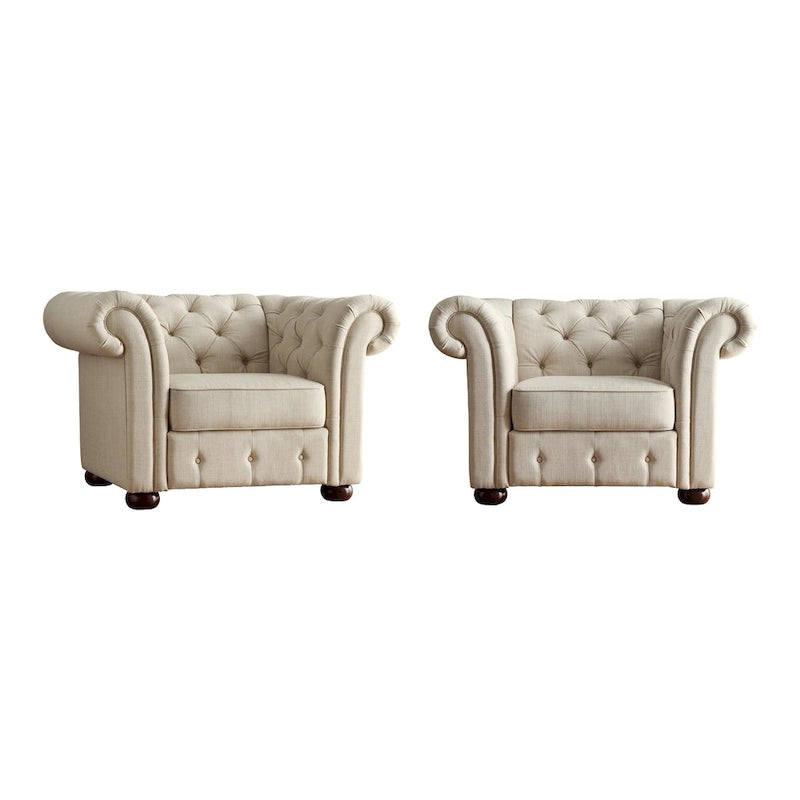 Gdansk Tufted Scroll Arm Chesterfield Chair