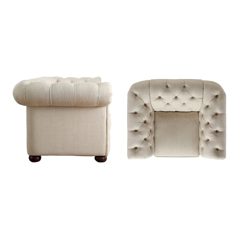 Gdansk Tufted Scroll Arm Chesterfield Chair