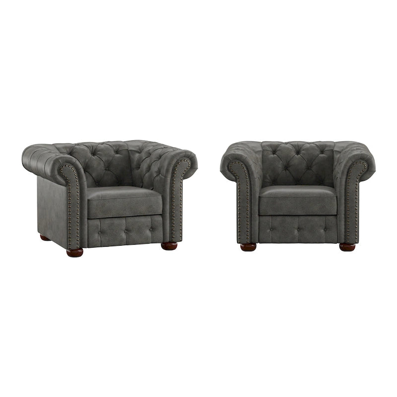 Gdansk Tufted Scroll Arm Chesterfield Chair