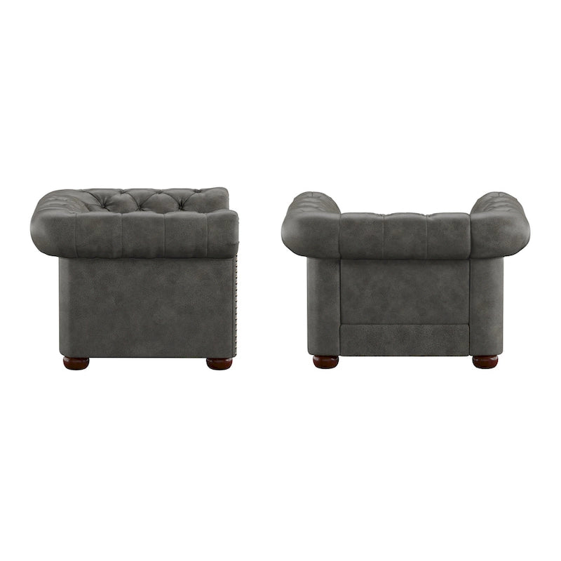Gdansk Tufted Scroll Arm Chesterfield Chair