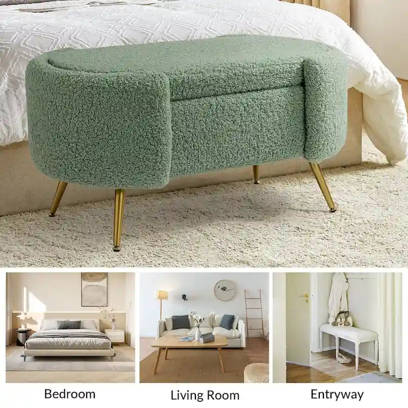 Clara 39.4 Wide Storage Bench with Metal Legs