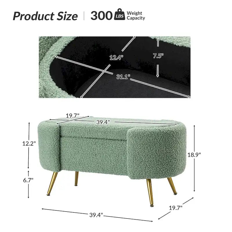 Clara 39.4 Wide Storage Bench with Metal Legs
