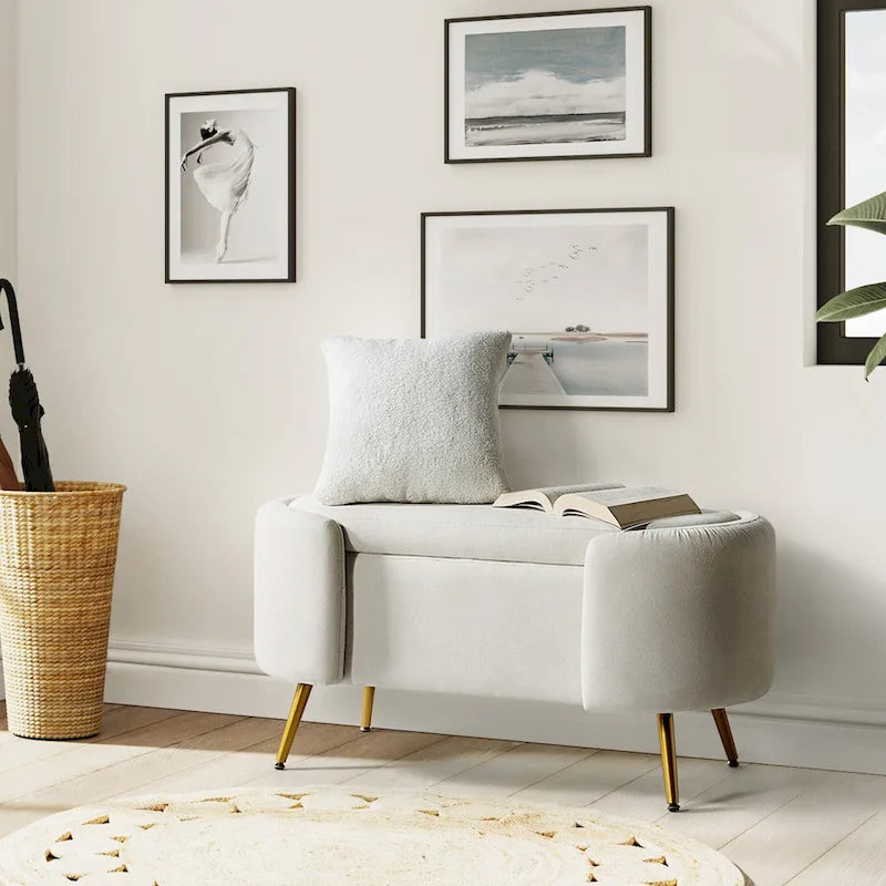 Clara 39.4 Wide Storage Bench with Metal Legs