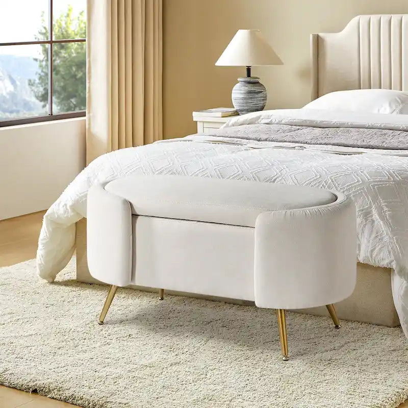Clara 39.4 Wide Storage Bench with Metal Legs