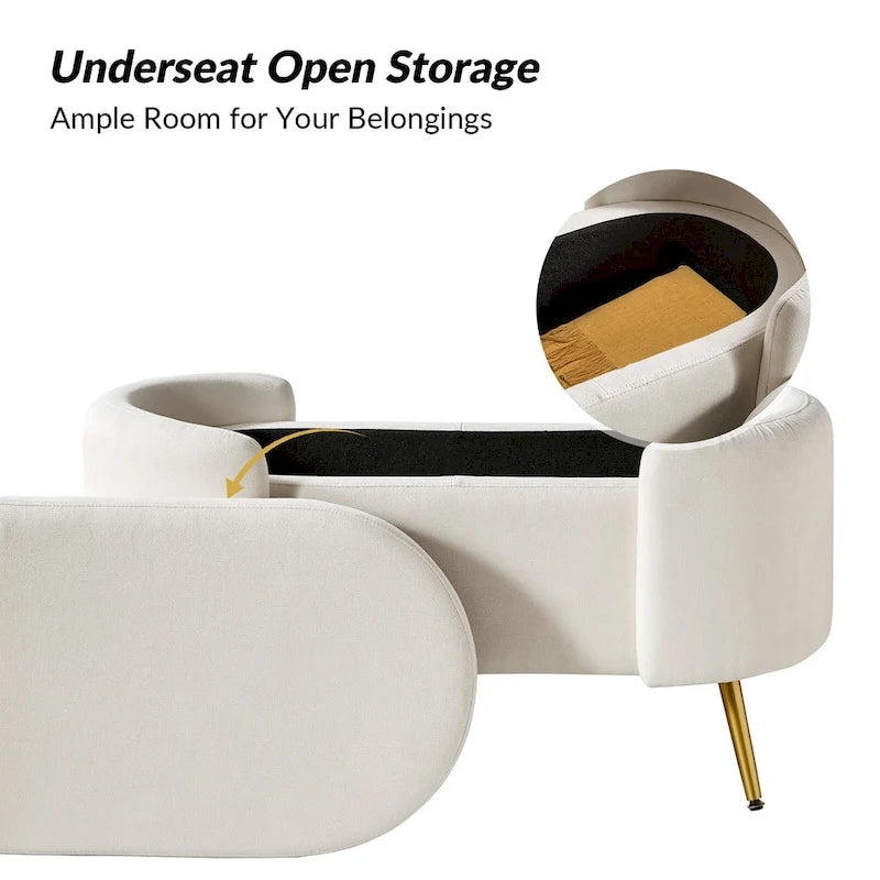 Clara 39.4 Wide Storage Bench with Metal Legs