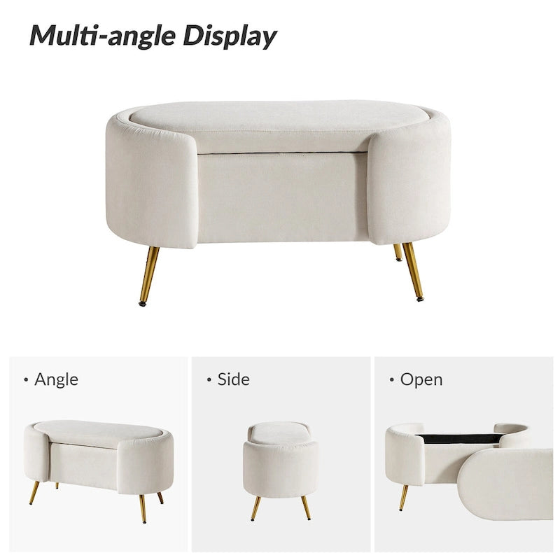 Clara 39.4 Wide Storage Bench with Metal Legs