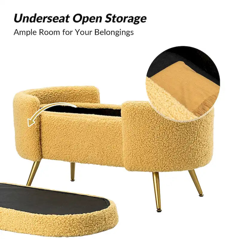Clara 39.4 Wide Storage Bench with Metal Legs
