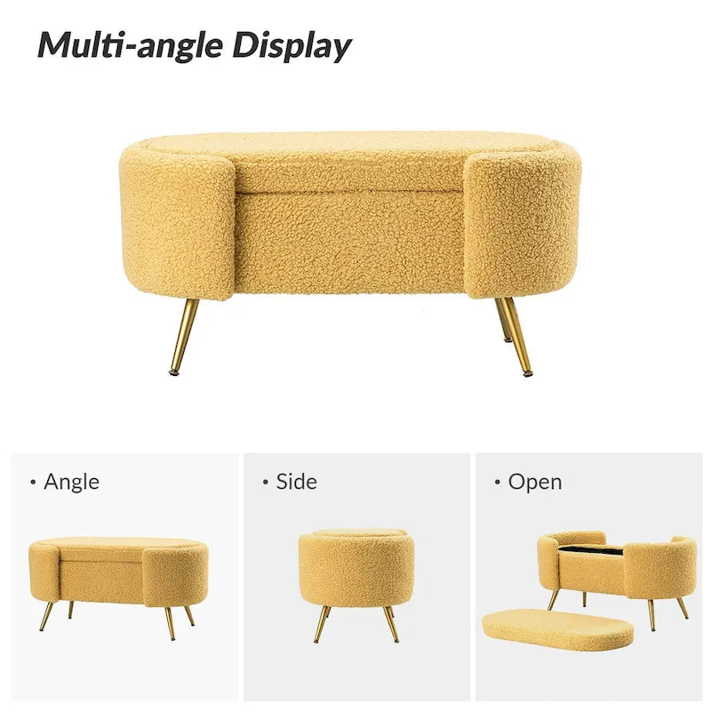 Clara 39.4 Wide Storage Bench with Metal Legs