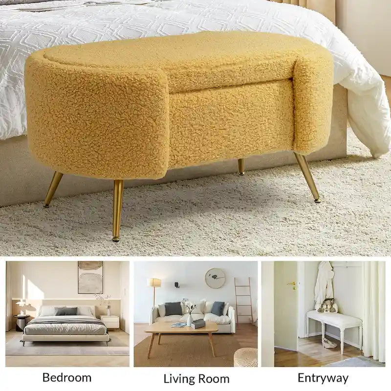 Clara 39.4 Wide Storage Bench with Metal Legs
