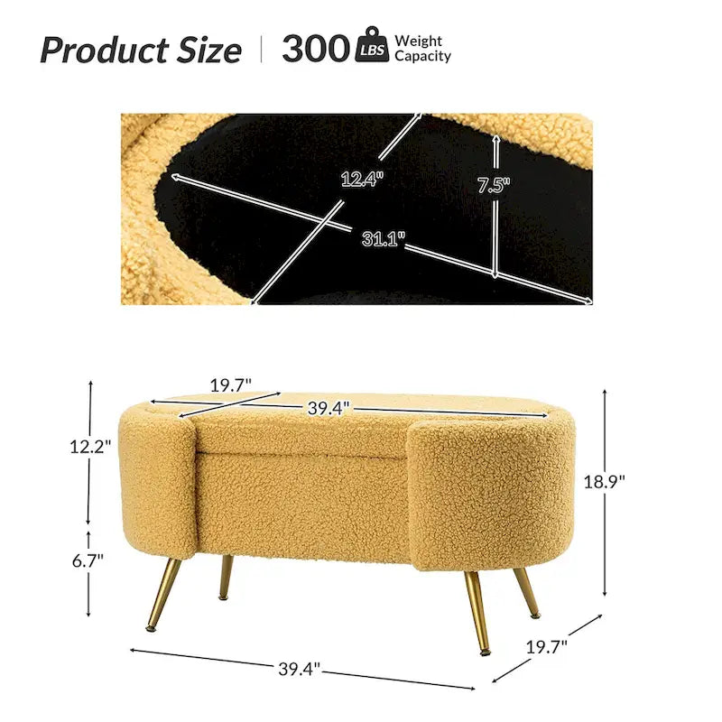 Clara 39.4 Wide Storage Bench with Metal Legs