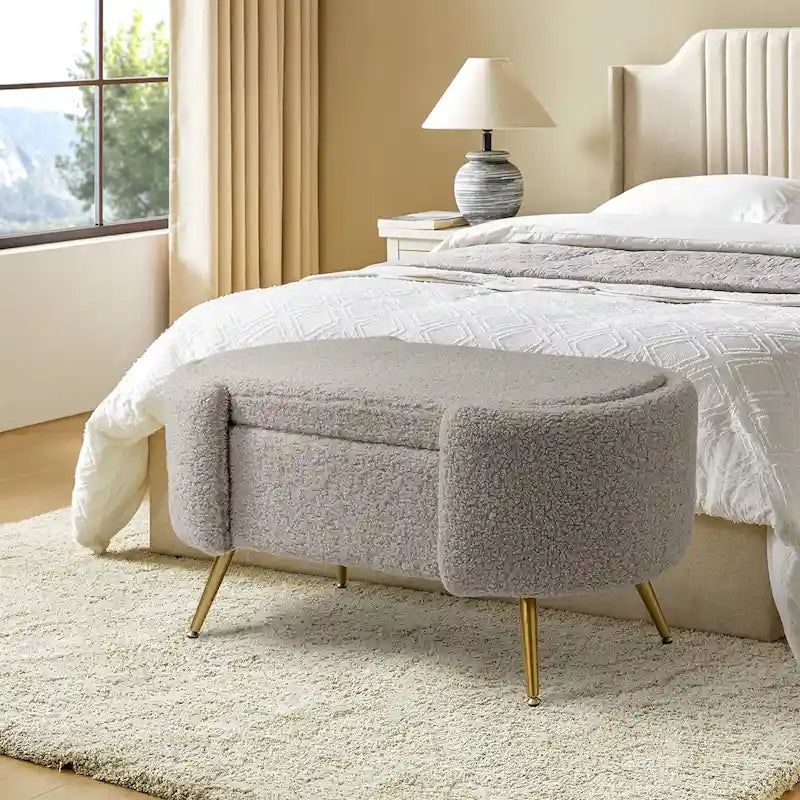 Clara 39.4 Wide Storage Bench with Metal Legs