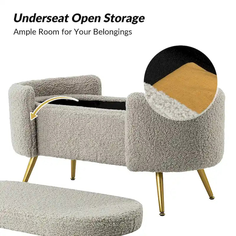 Clara 39.4 Wide Storage Bench with Metal Legs
