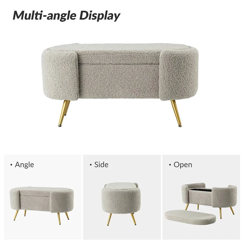 Clara 39.4 Wide Storage Bench with Metal Legs