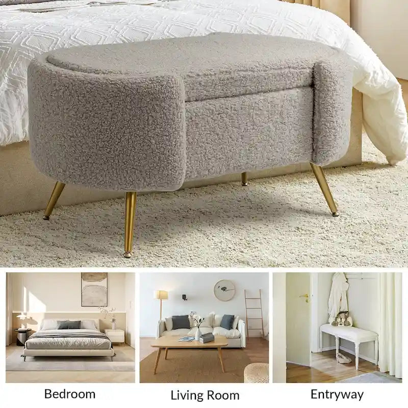 Clara 39.4 Wide Storage Bench with Metal Legs