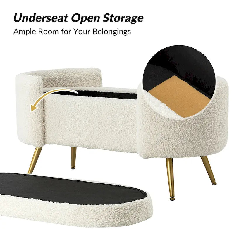 Clara 39.4 Wide Storage Bench with Metal Legs