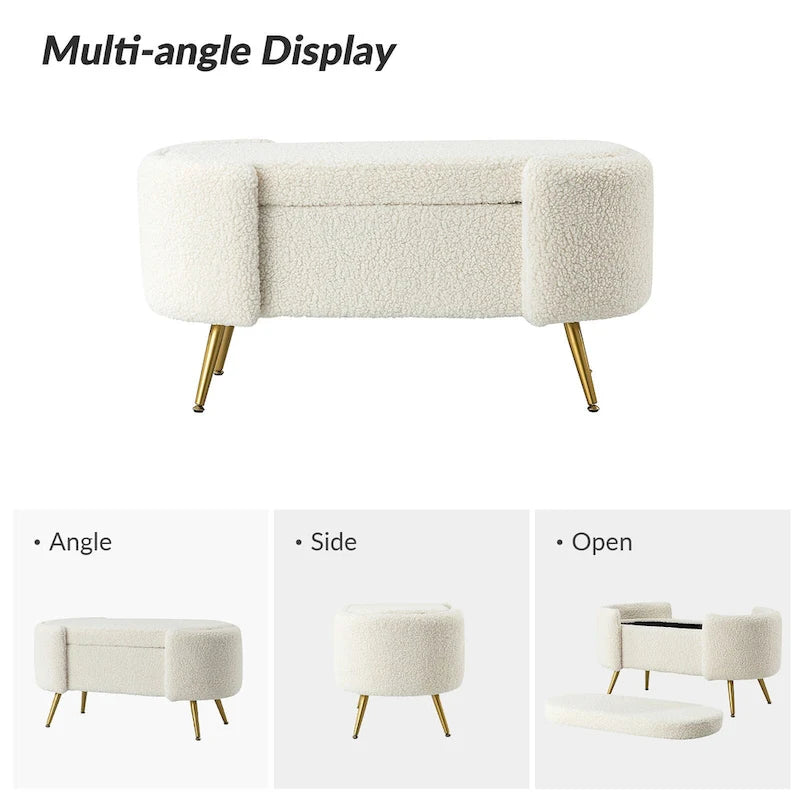Clara 39.4 Wide Storage Bench with Metal Legs
