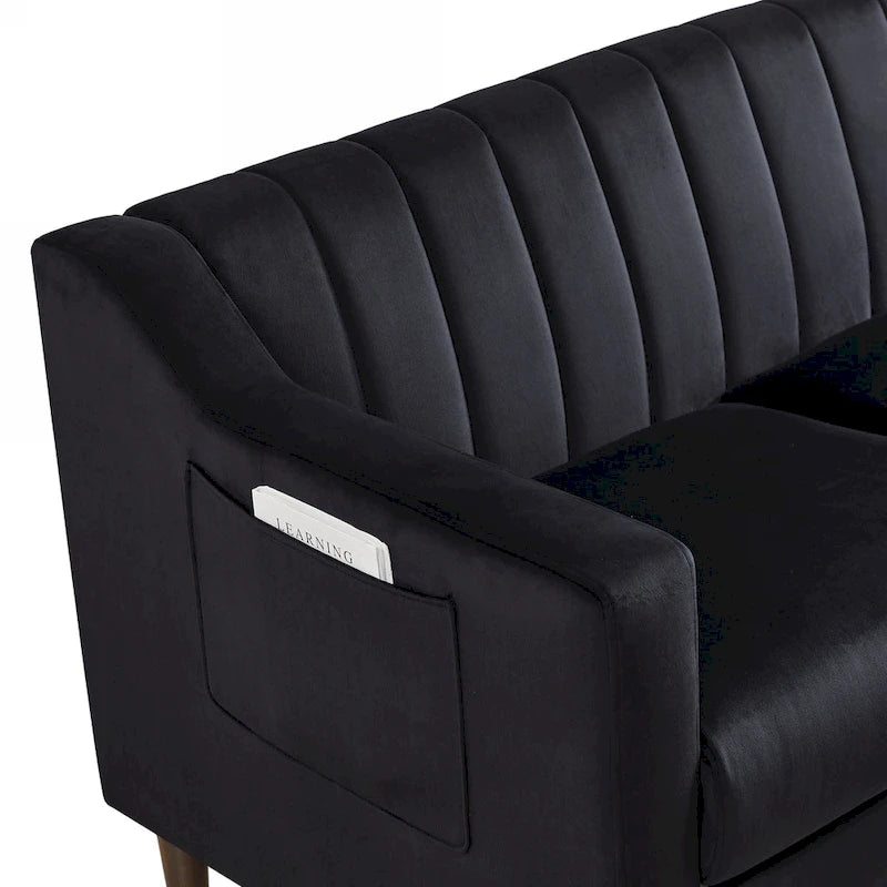 Modern Upholstered Tufted Accent Chair with Metal Legs