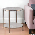 24" Champagne Faux Marble And Iron Round End Table With Shelf - 22x22x24.25