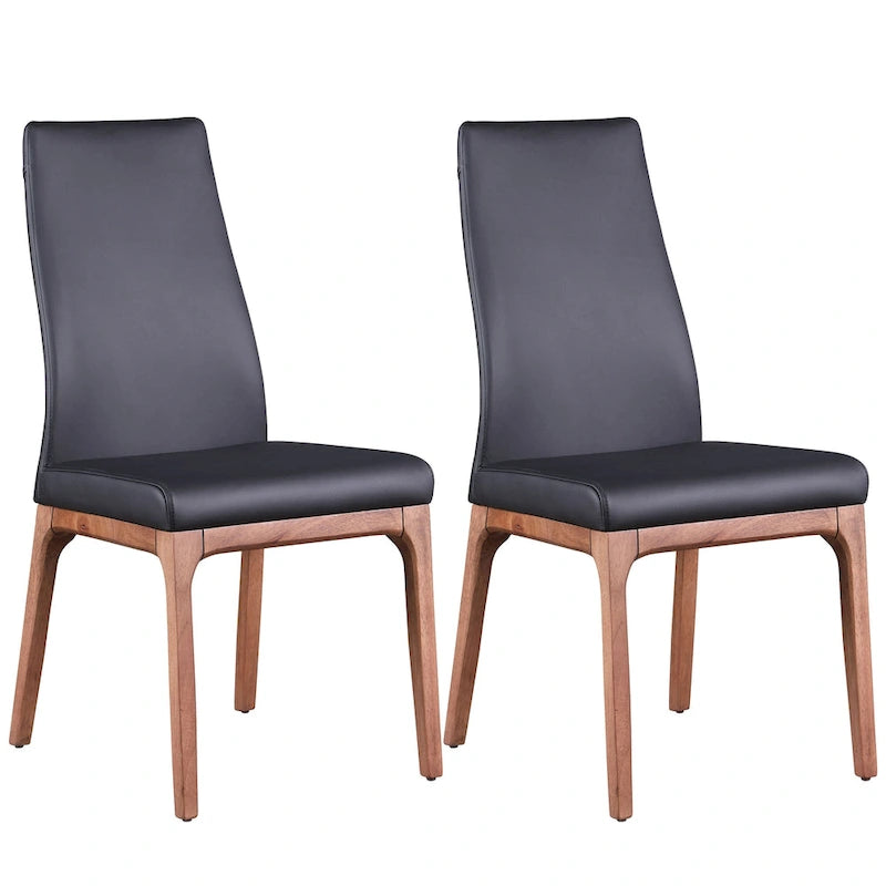 Somette Modern Contour Back Side Chair with Wood Base, Set of 2