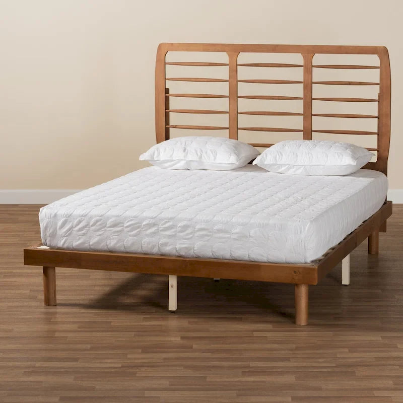 Petra Mid-Century Modern Wood Platform Bed