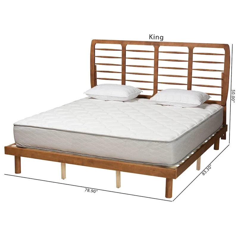 Petra Mid-Century Modern Wood Platform Bed