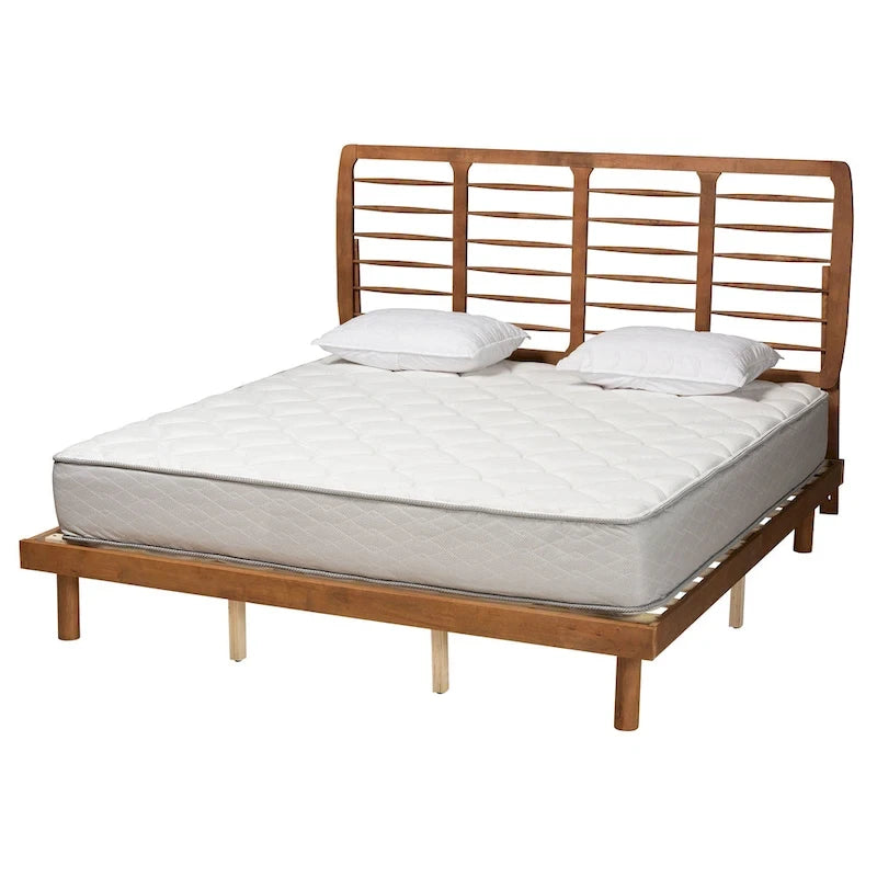Petra Mid-Century Modern Wood Platform Bed